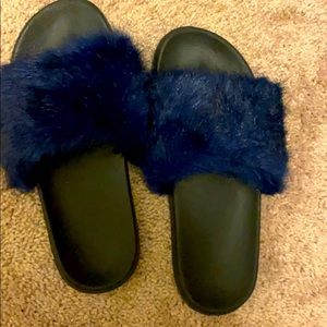Blue furry slides